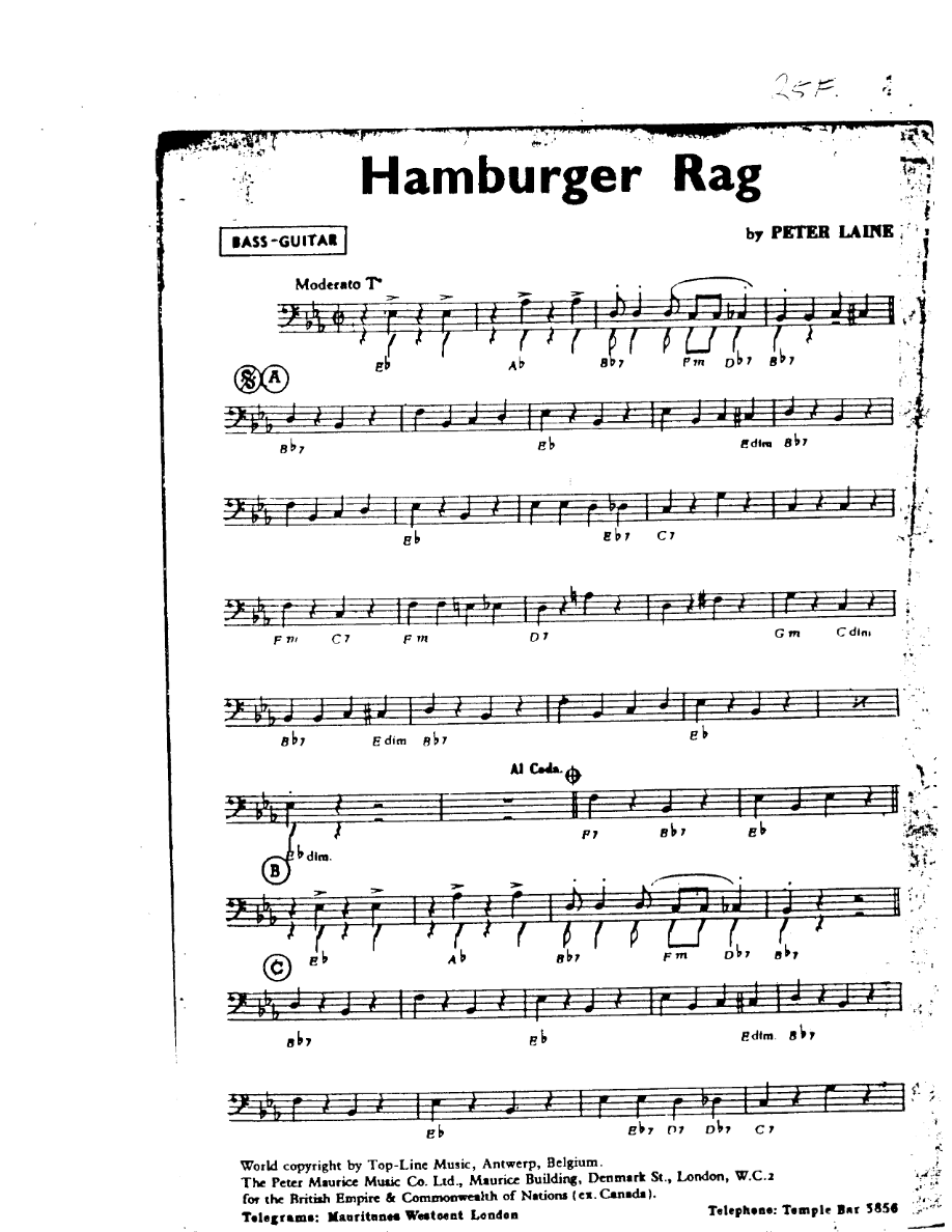 Hamburger Rag — sheet music cover (first page)