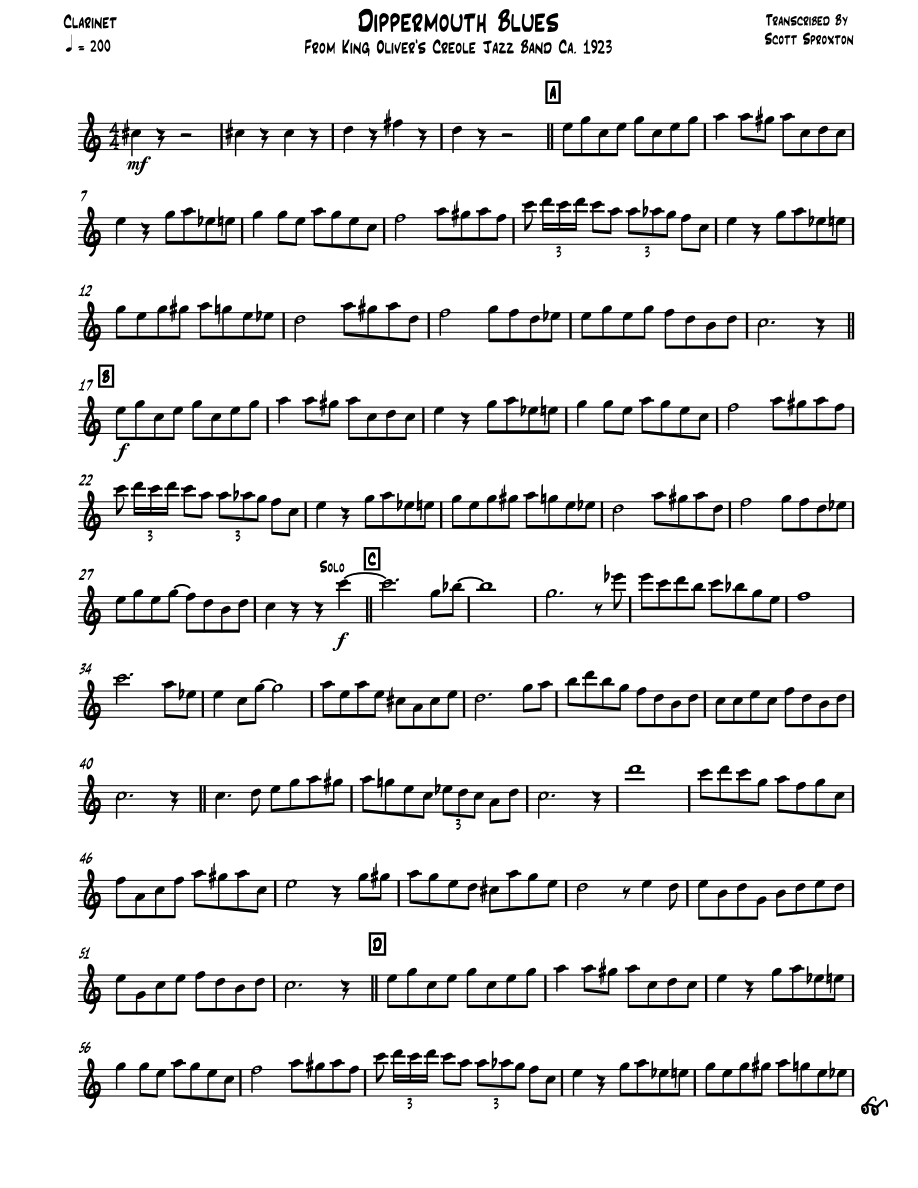 Dippermouth Blues — Small Ensemble sheet music arranged by S.Sproxton | Blues