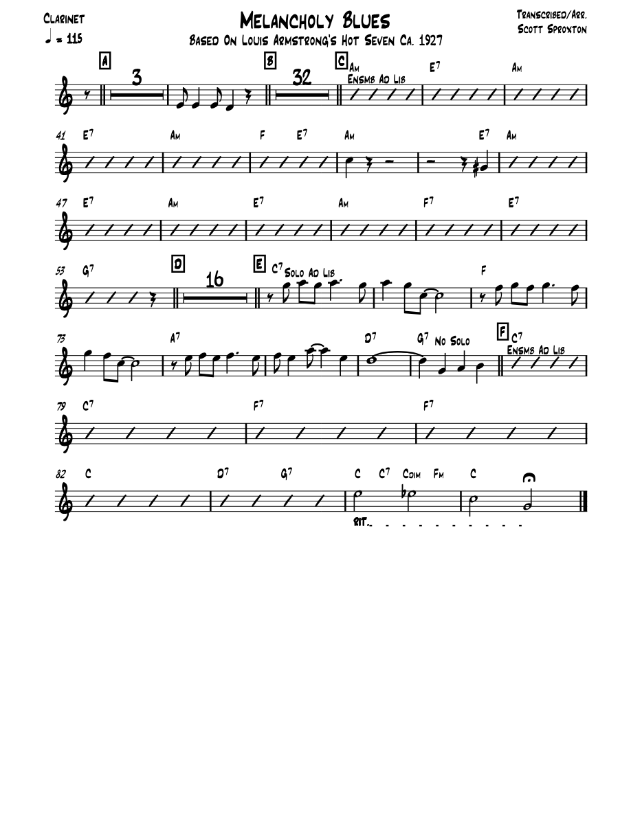Melancholy Blues — sheet music preview