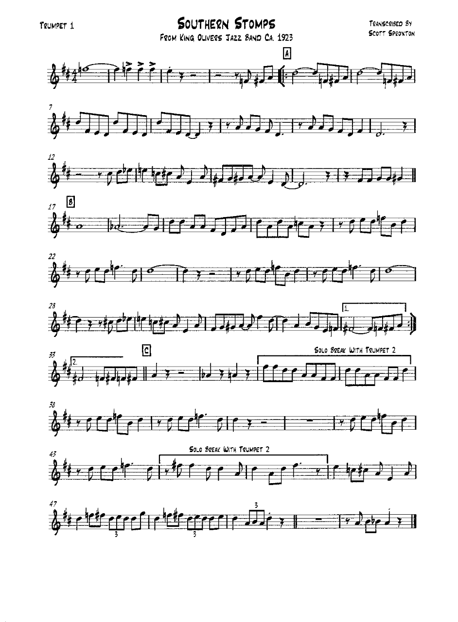 Southern Stomps — sheet music cover (first page)
