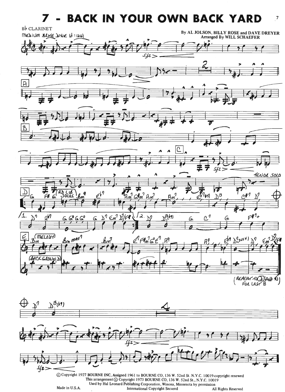 Back In Your Own Back Yard — sheet music preview
