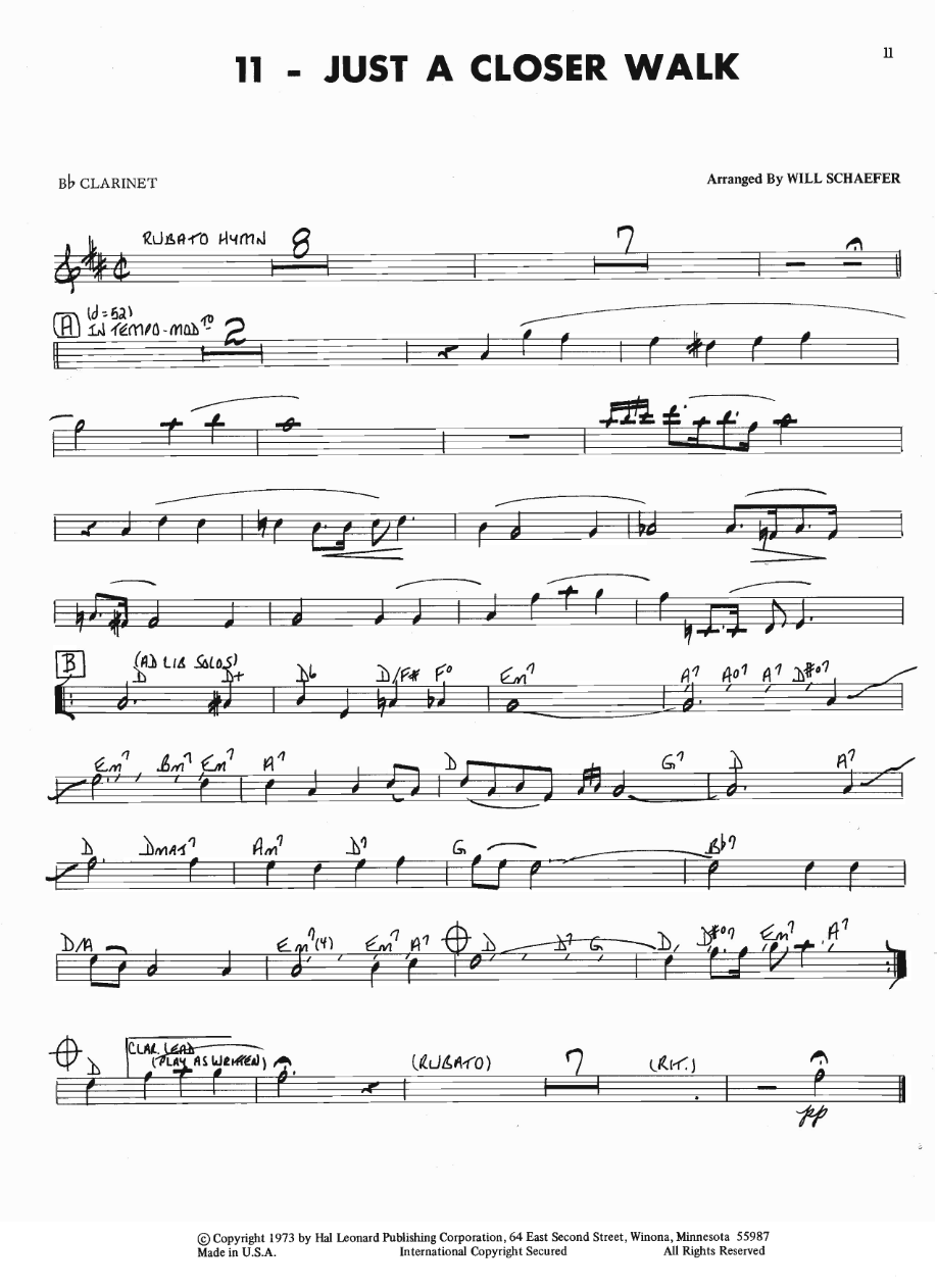 Just A Closer Walk — sheet music cover (first page)