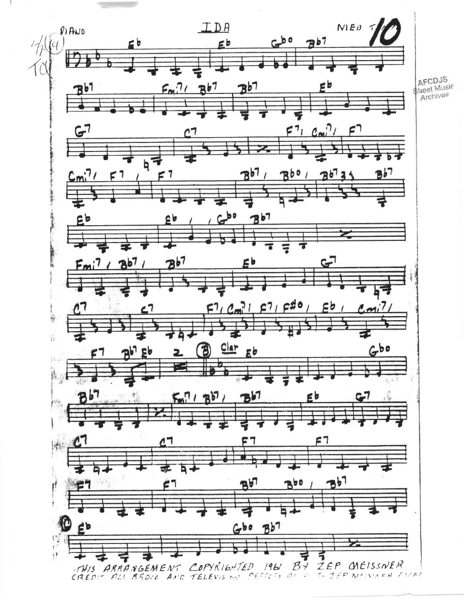 Ida — sheet music cover (first page)