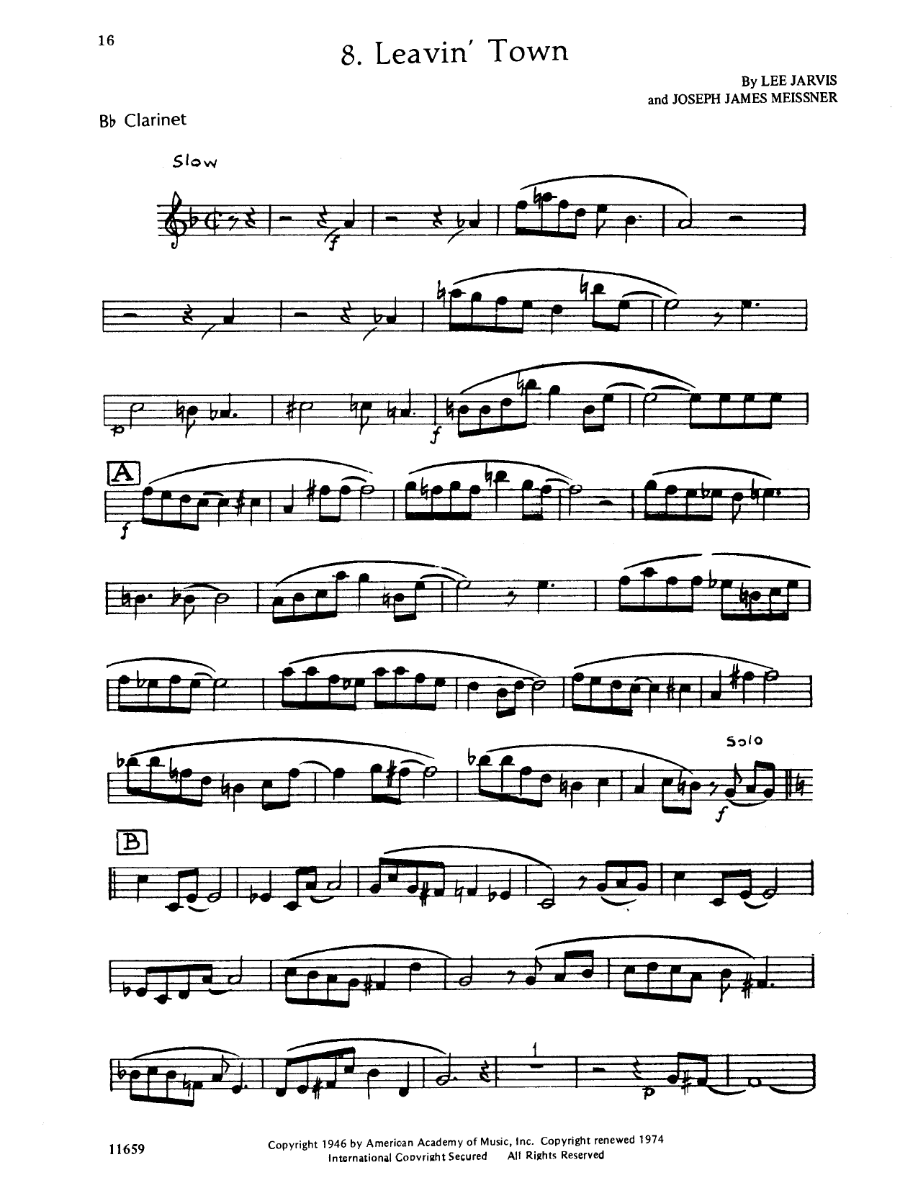 Leavin' Town — sheet music cover (first page)