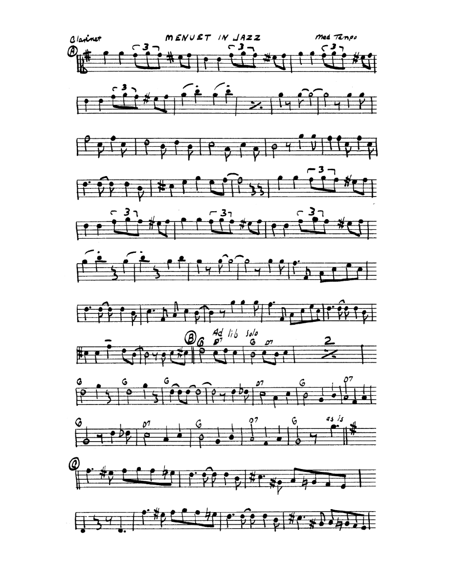 Menuet In Jazz — sheet music cover (first page)