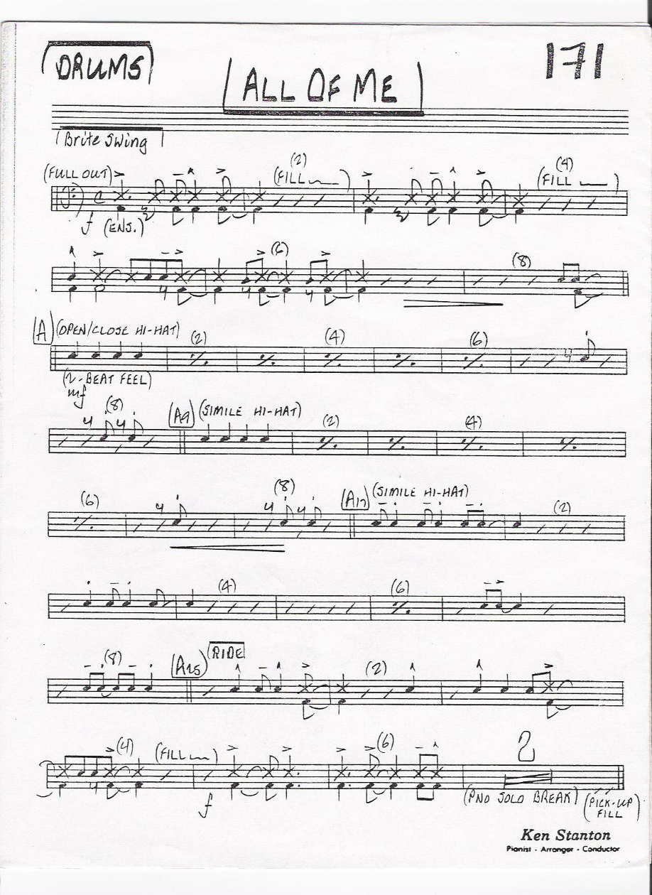 DRUMS 171 all of me — sheet music cover (first page)