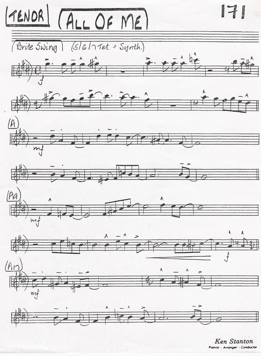 TENOR 171 all of me — Small Ensemble sheet music arranged by Ken Stanton | Jazz Standard