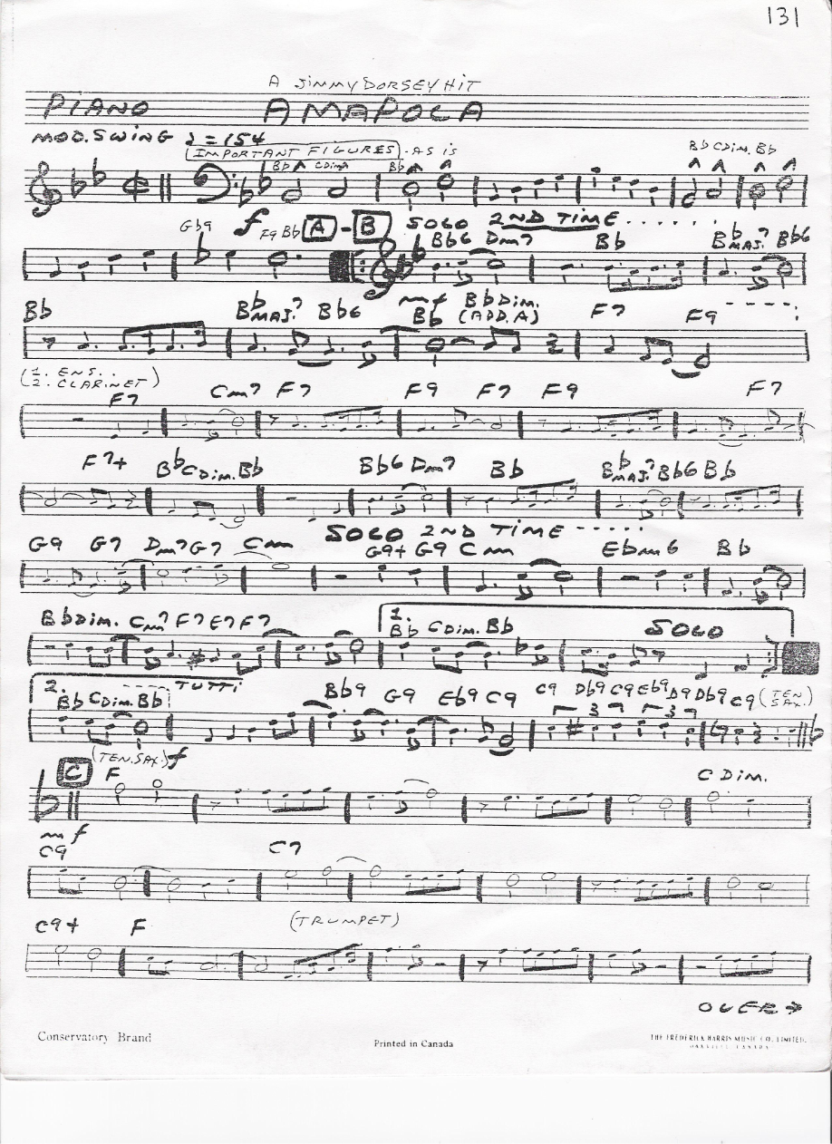 PIANO 131 amapola — Small Ensemble sheet music arranged by Jimmy Dorsey | Latin Jazz