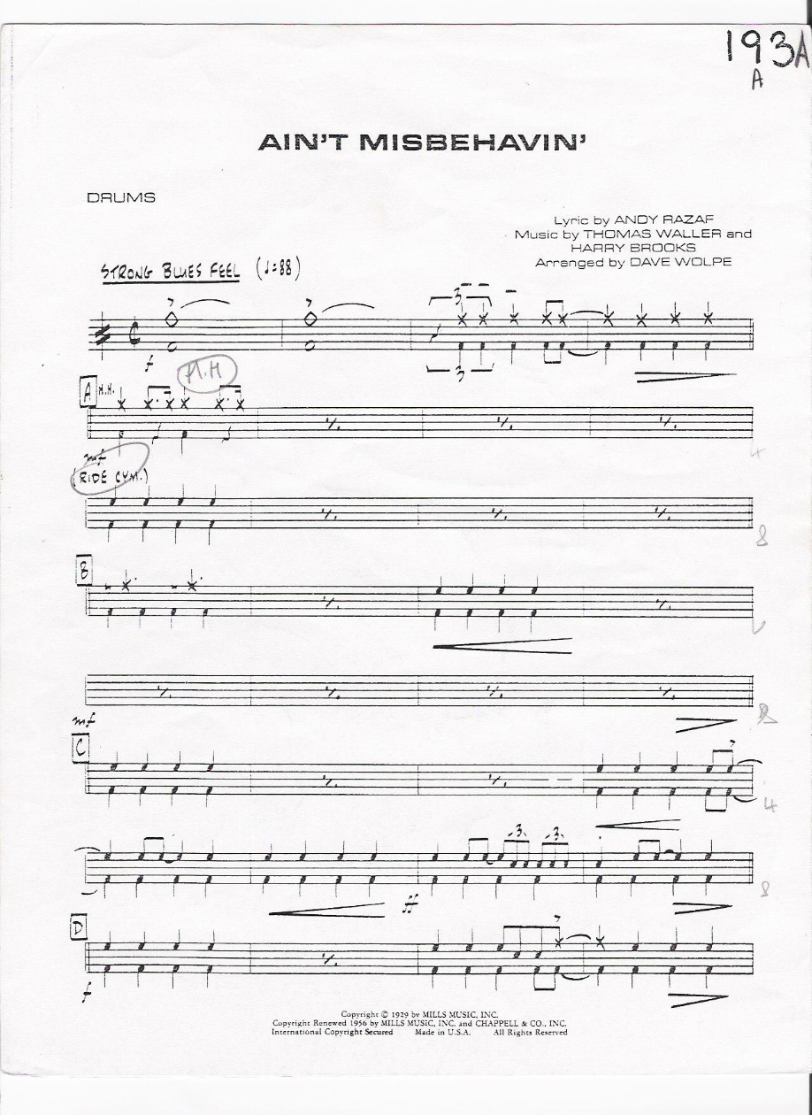 DRUMS 193a aint misbe — sheet music cover (first page)