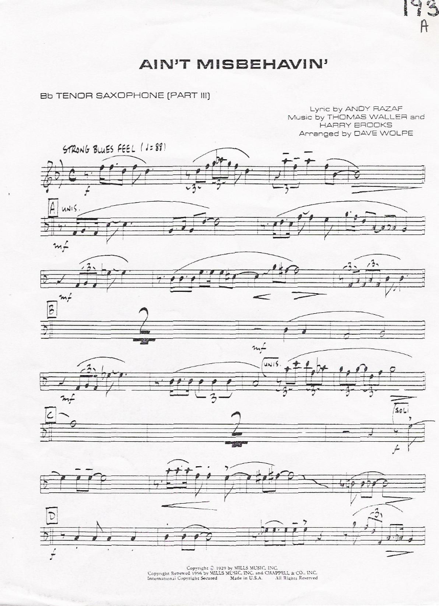 TENOR 193a aint misbe — sheet music cover (first page)