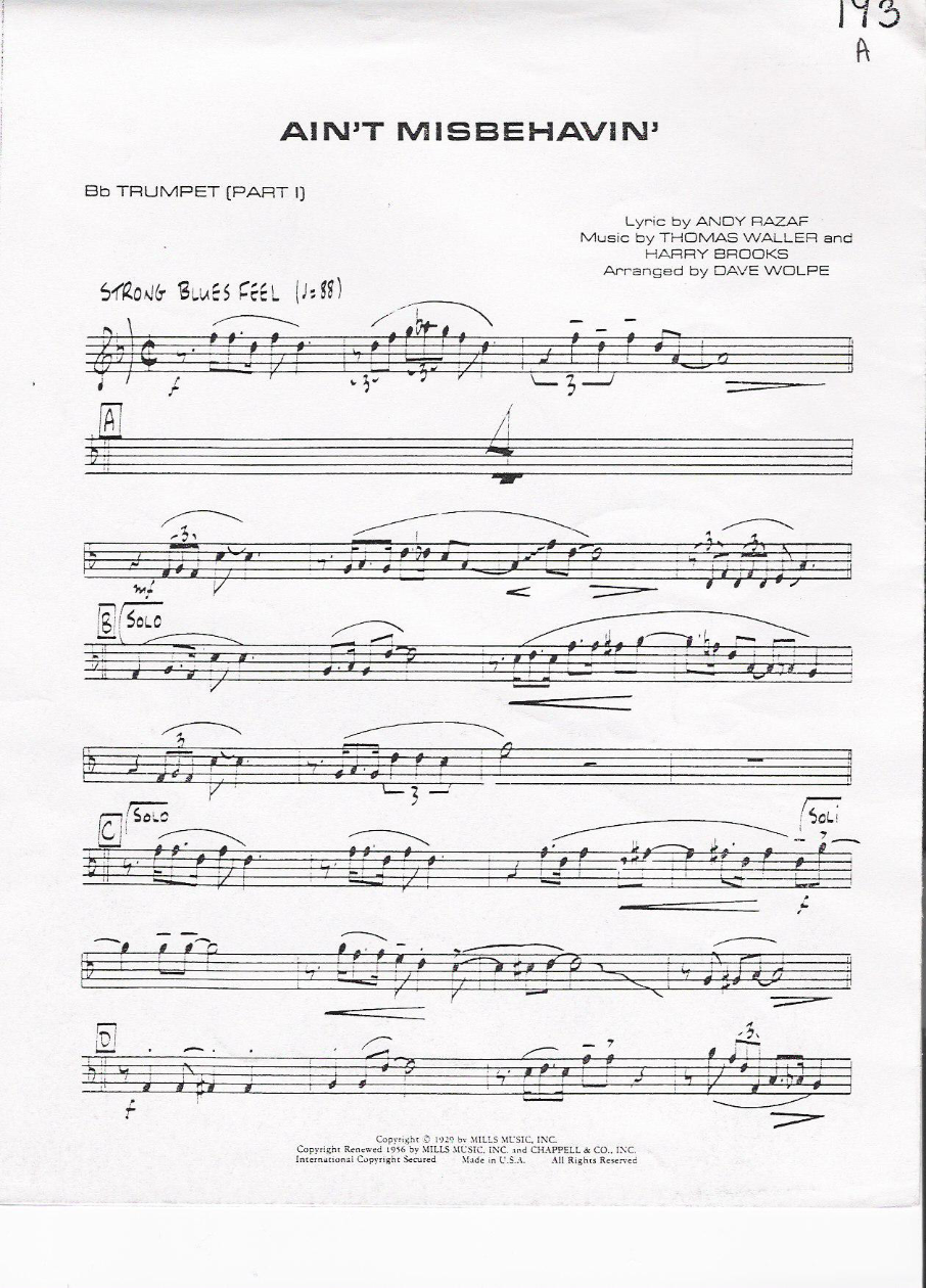 TRUMPET 193a aint misbe — sheet music cover (first page)