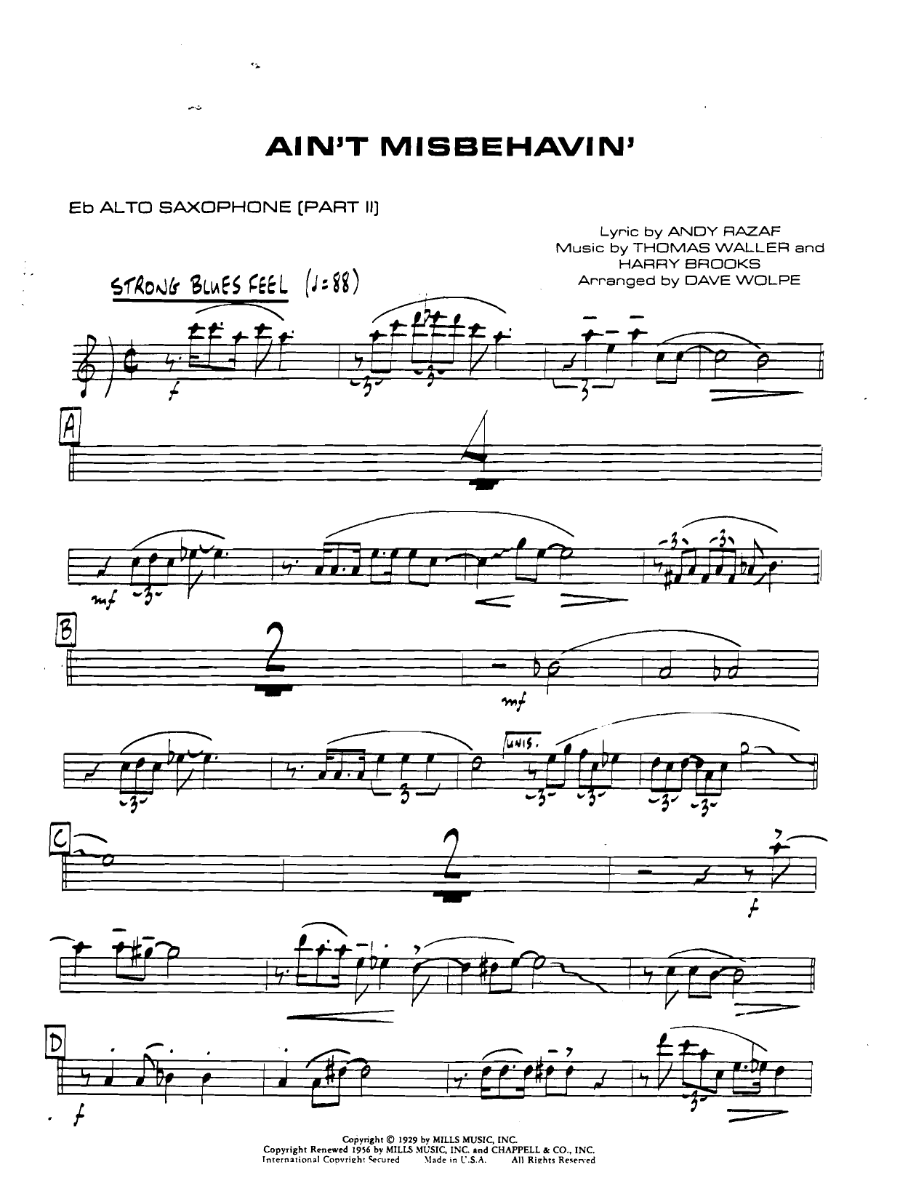 Aintmisbehavin Ebaltosaxpart2 — sheet music cover (first page)