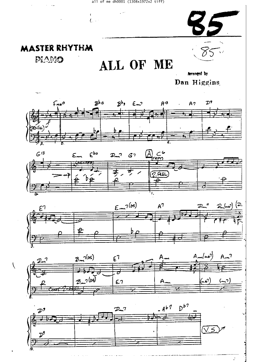 All Of Me - P-no — Small Ensemble sheet music arranged by Dan Higgins | Jazz Standard