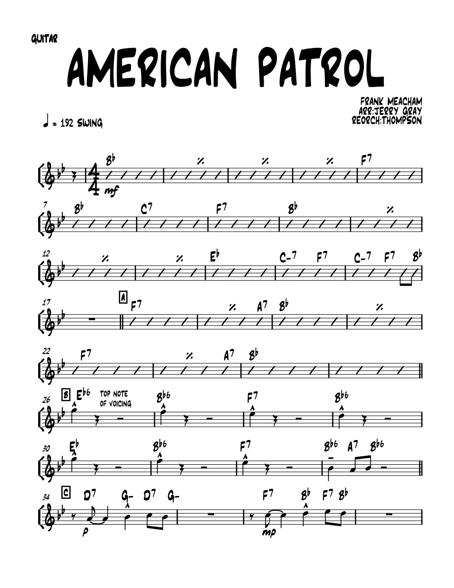 american patrol 01 GUITAR — sheet music cover (first page)