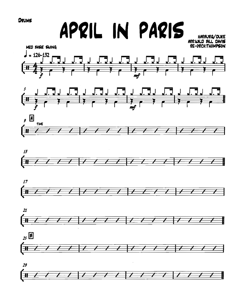 Aprilinparis Drums — sheet music preview