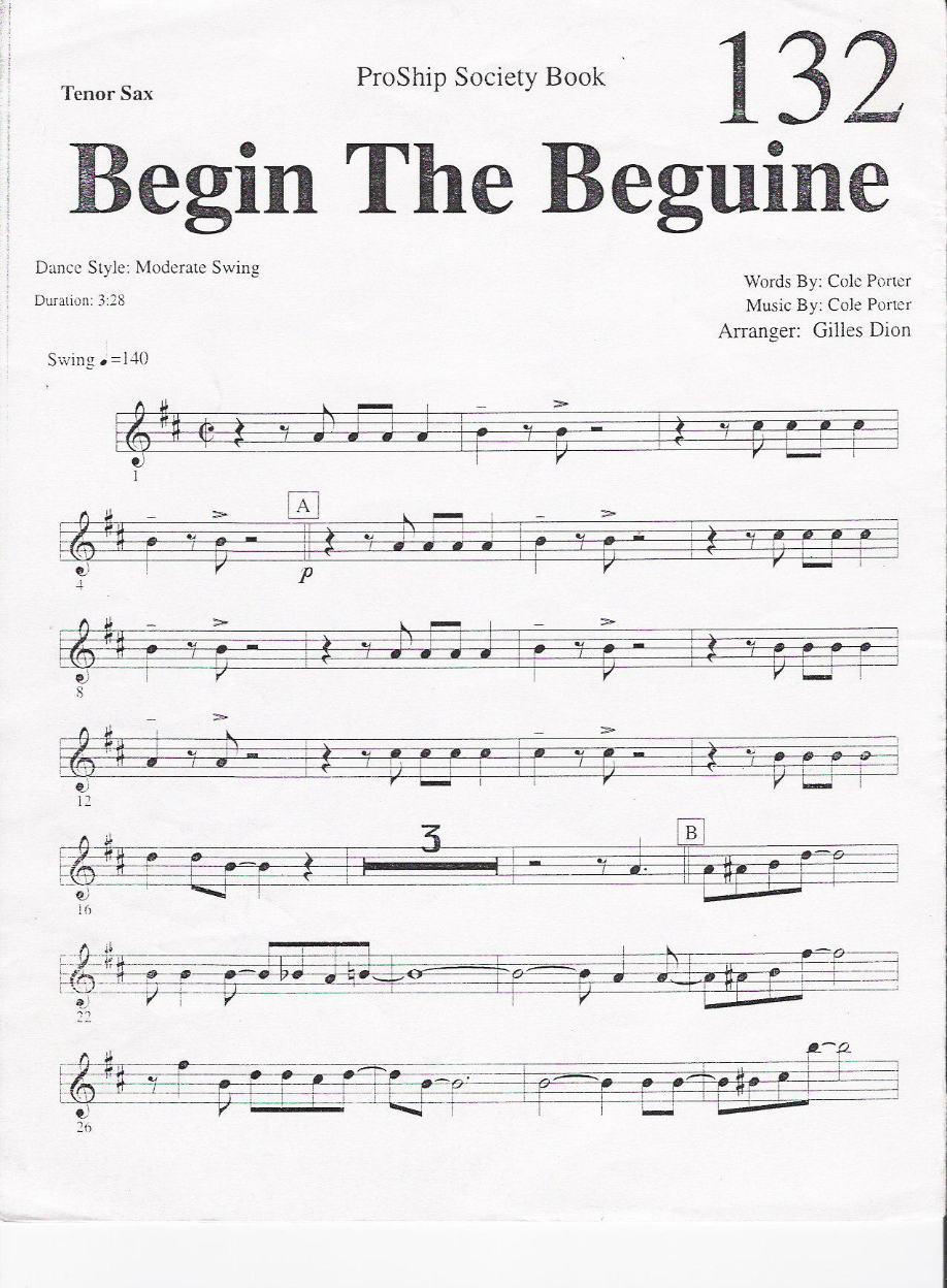 TENOR 132 beguine — sheet music cover (first page)