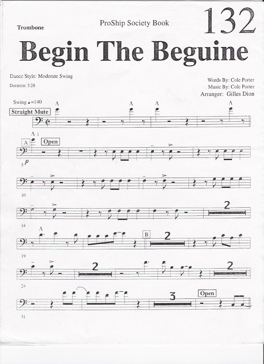 TROMBONE 132 beguine — sheet music cover (first page)