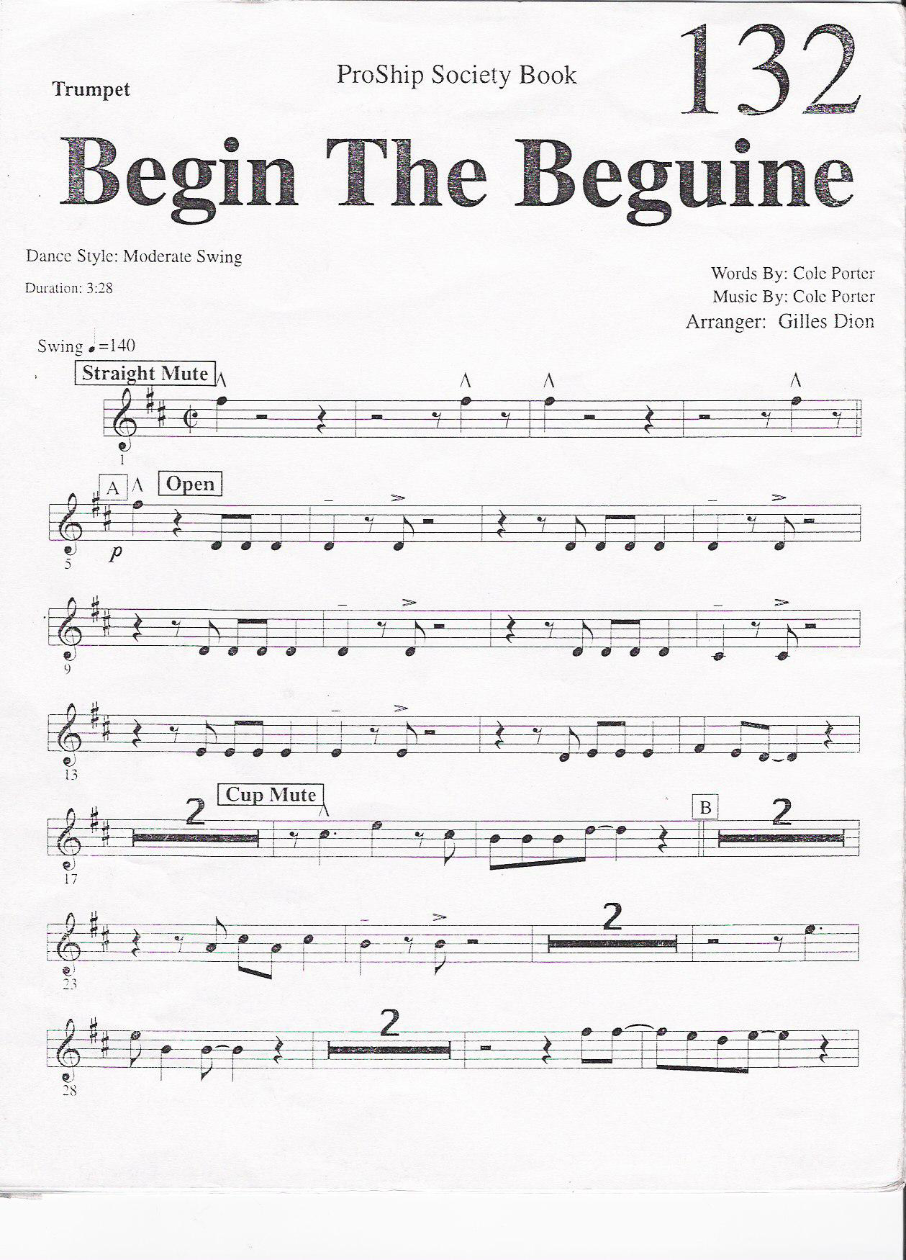 TRUMPET 132 beguine — sheet music cover (first page)