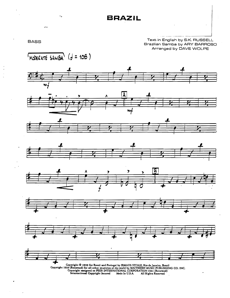 Brazil Bass — sheet music cover (first page)