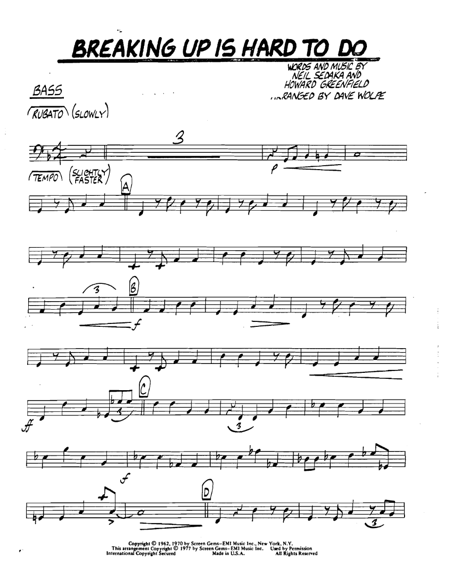 Breakingupishardtodo Bass — sheet music preview