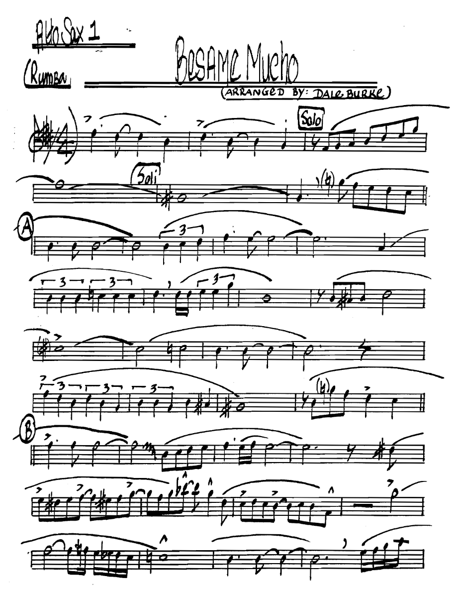 Besamemucho Altosax1 — Small Ensemble sheet music arranged by Dale Burke | Bossa Nova