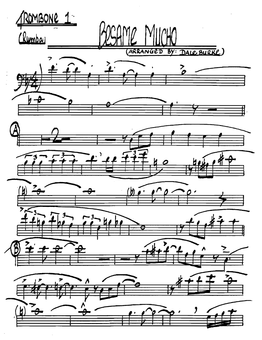 Besamemucho Trombone1 — sheet music cover (first page)
