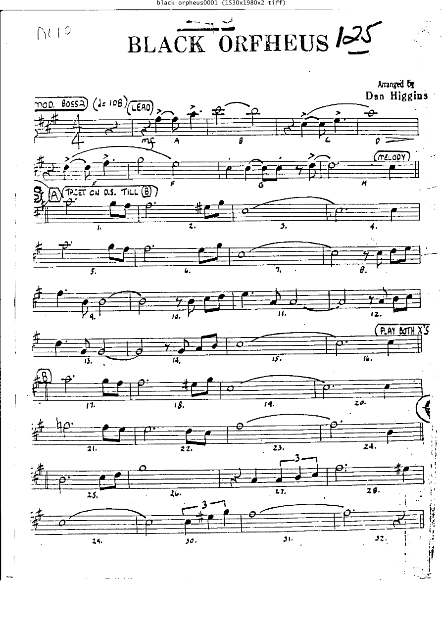 Black Orpheus Rds — sheet music cover (first page)