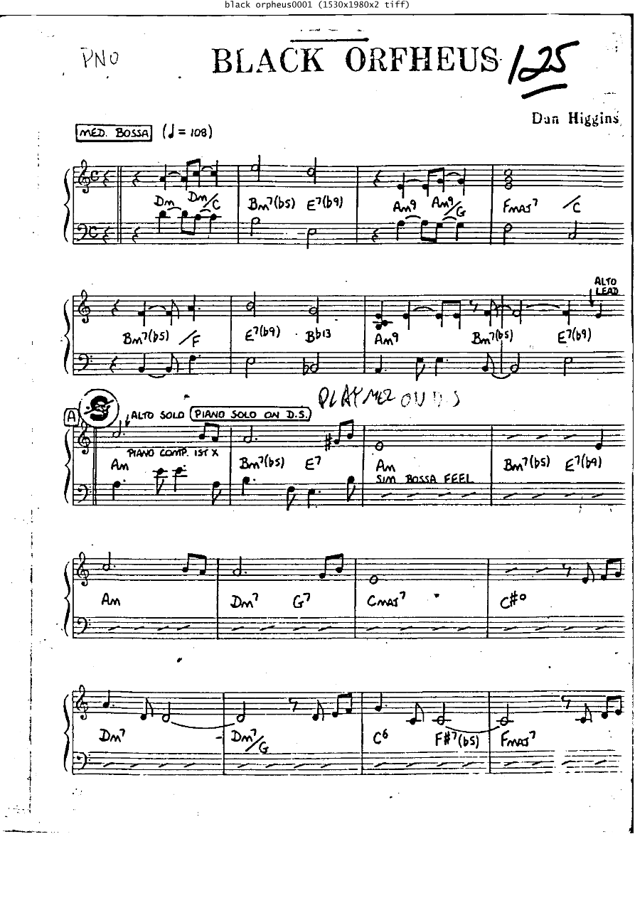 Black Orpheus Pno — sheet music cover (first page)