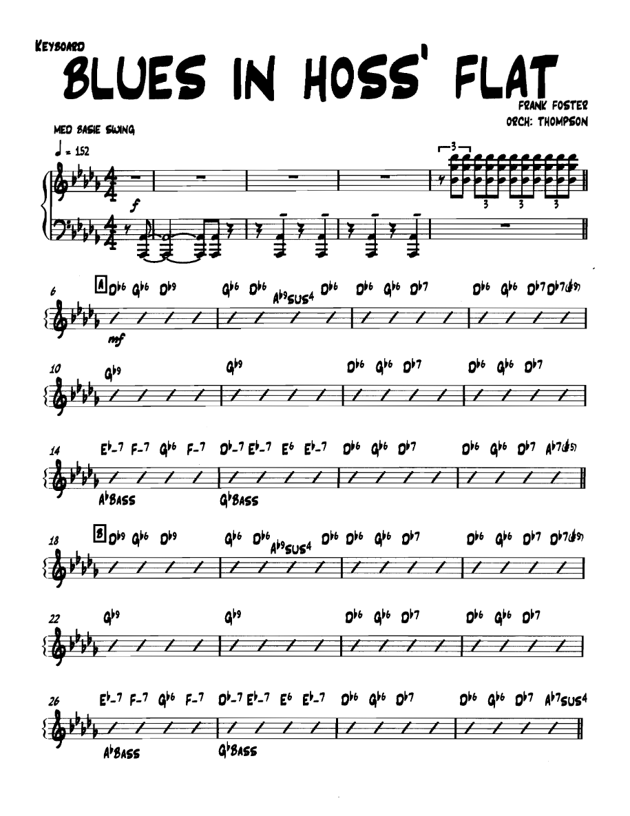 Bluesinhossflat Keyboard — sheet music cover (first page)