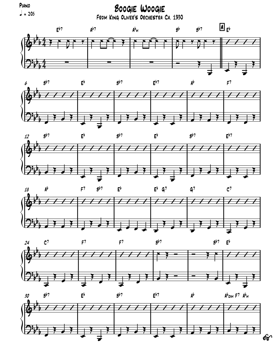 Boogie Woogie Piano — sheet music cover (first page)