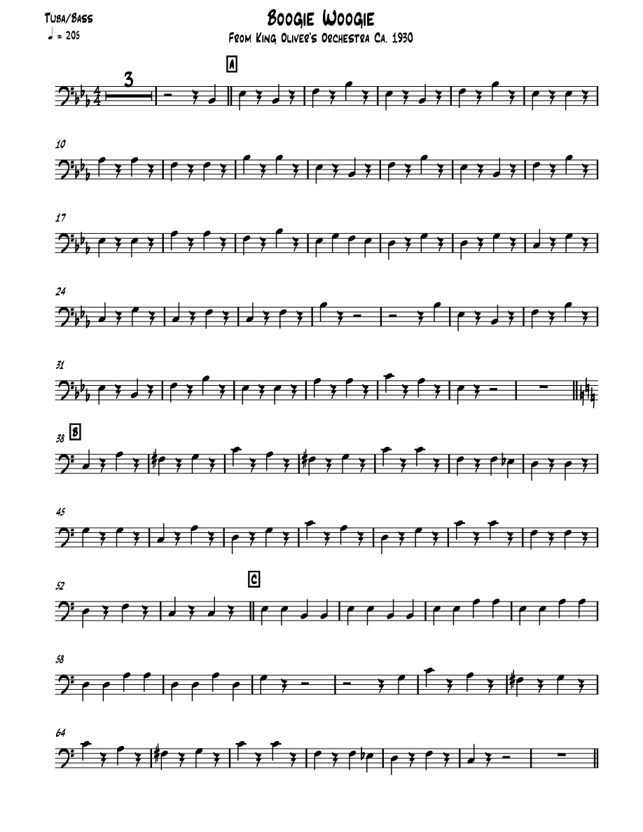 Boogie Woogie Tuba — sheet music cover (first page)