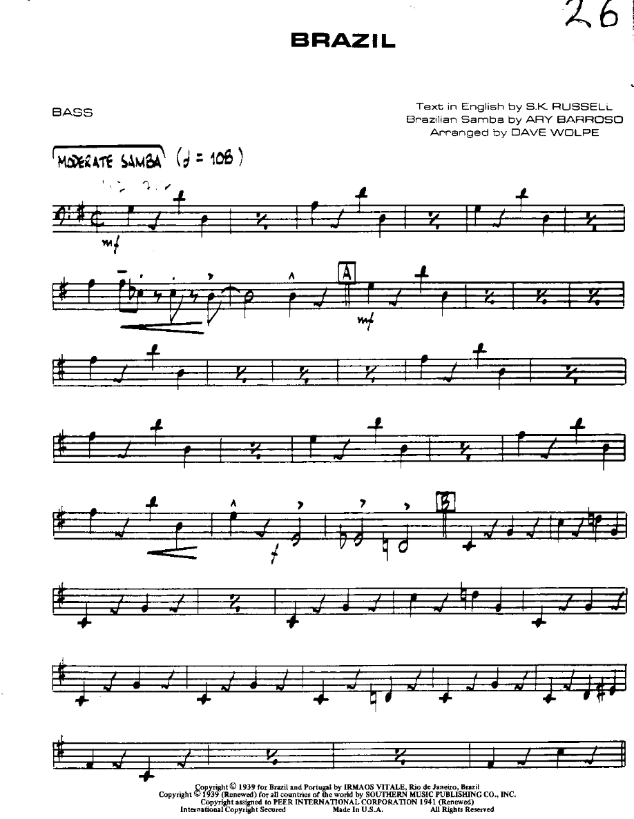 Brazil-Bass — sheet music cover (first page)