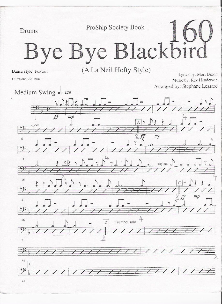 DRUMS 160 blackbird — sheet music cover (first page)
