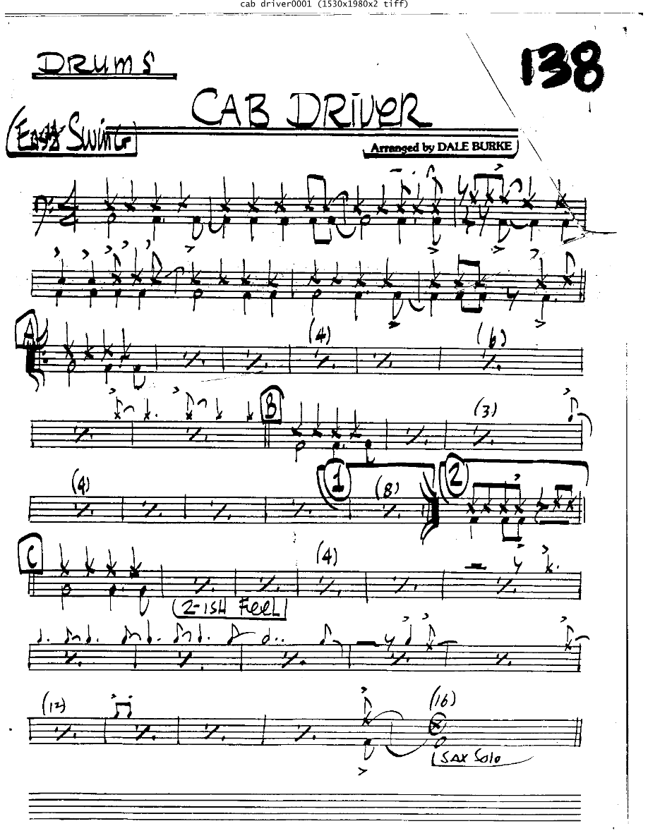 Cab Driver Dr — sheet music cover (first page)