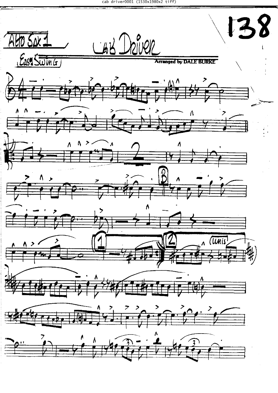 Cab Driver Rds — sheet music cover (first page)