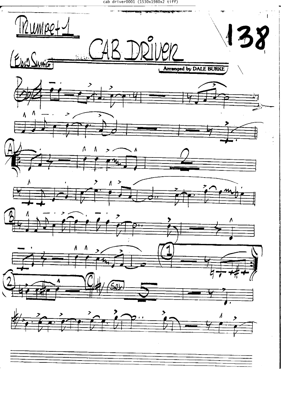 Cab Driver Tpt — sheet music cover (first page)