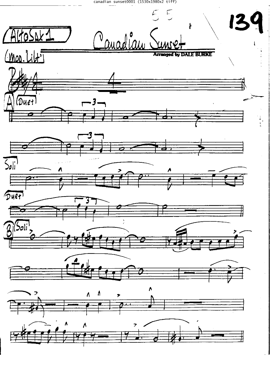 Canadian Sunset Rds — sheet music cover (first page)