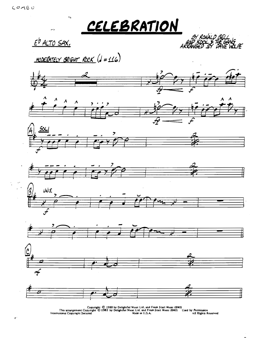 Celebration Ebaltosax — sheet music cover (first page)