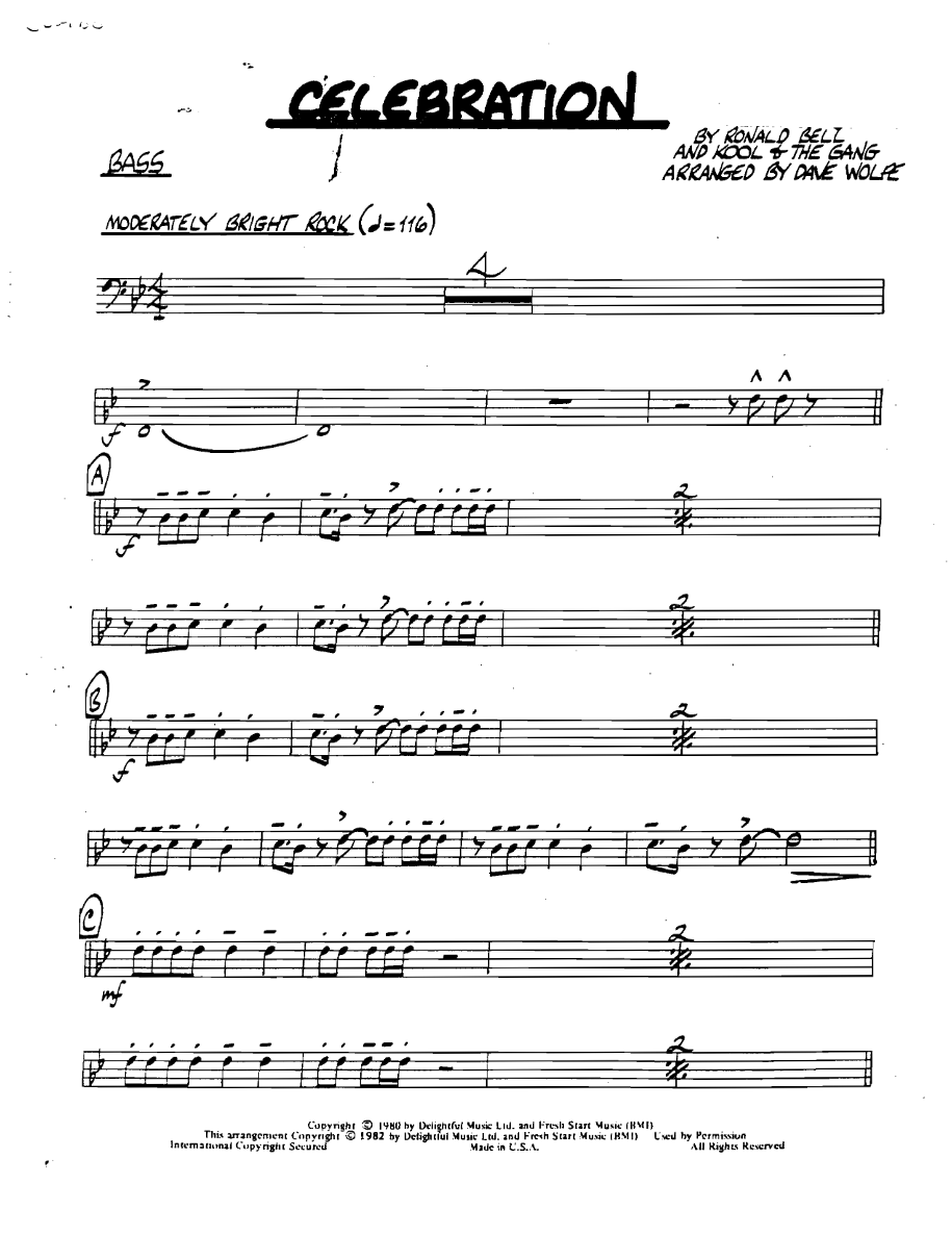 Celebration Bass — sheet music cover (first page)