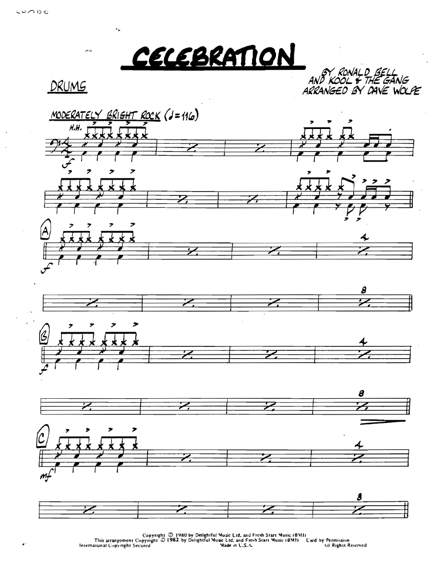 Celebration Drums — sheet music cover (first page)
