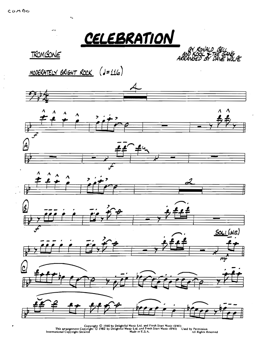 Celebration Trombone — sheet music cover (first page)