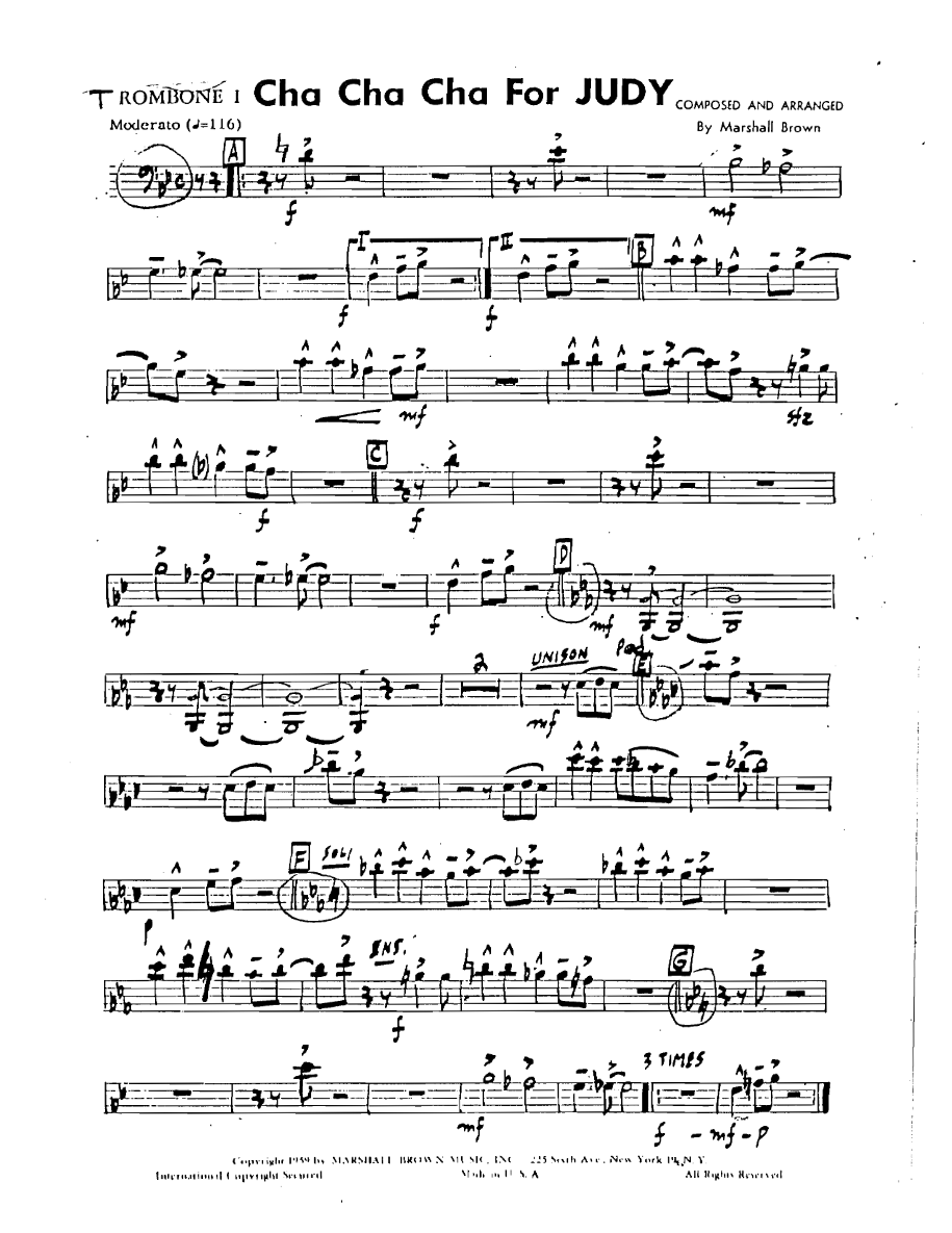 Chachachaforjudy Trombone1 — sheet music cover (first page)