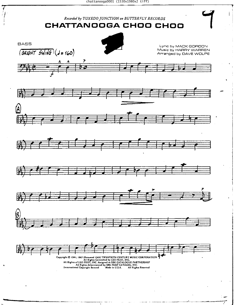 Chattanooga Bss — sheet music cover (first page)