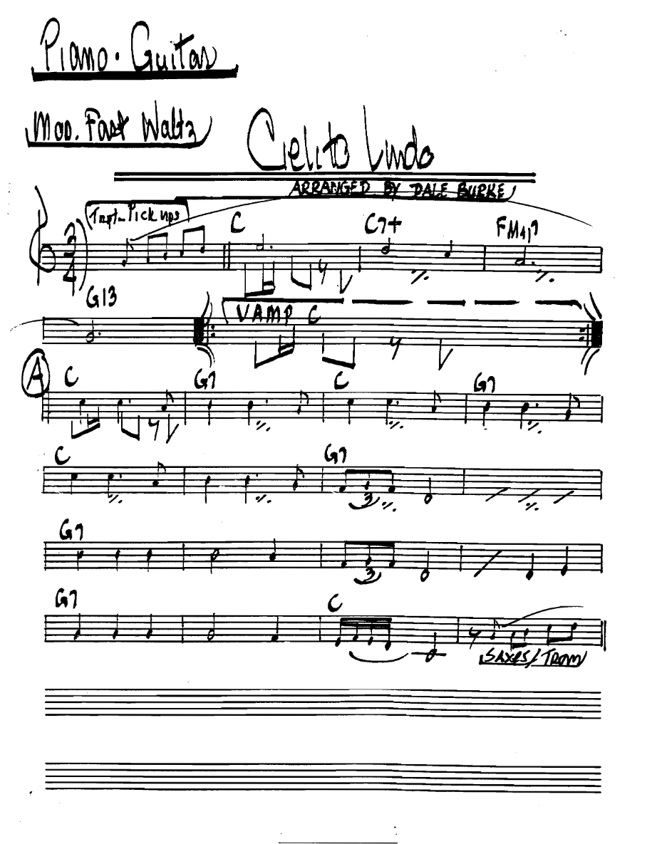 Cielitolindo Pianoguitar — Small Ensemble sheet music arranged by DALE BURKE | Latin Jazz