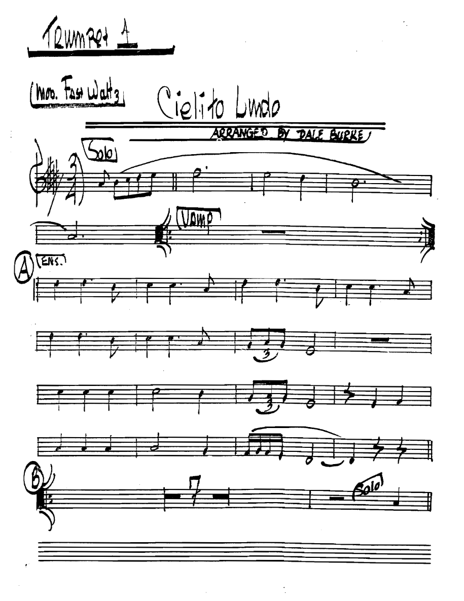 Cielitolindo Trumpet1 — Small Ensemble sheet music arranged by DALE BURKE | Latin Jazz