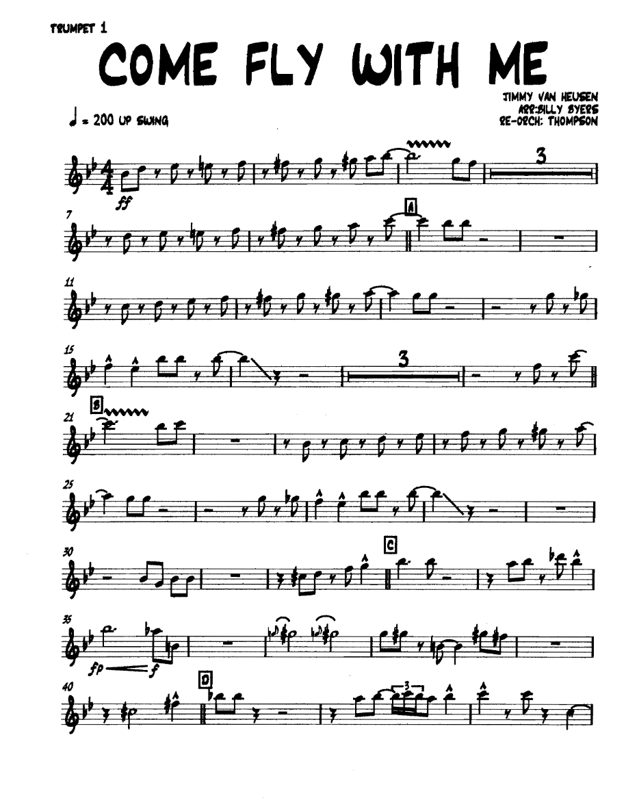 Comeflywithme Trumpet1 — Pequeño Conjunto sheet music by BILLY SYERS | Swing