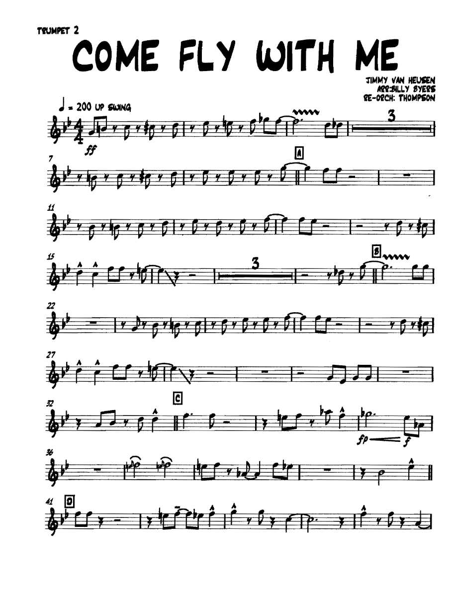 Comeflywithme Trumpet2 — sheet music cover (first page)
