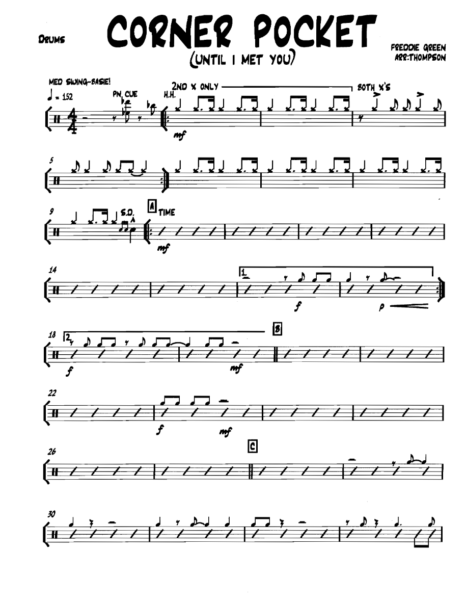 Cornerpocket Drums — sheet music cover (first page)