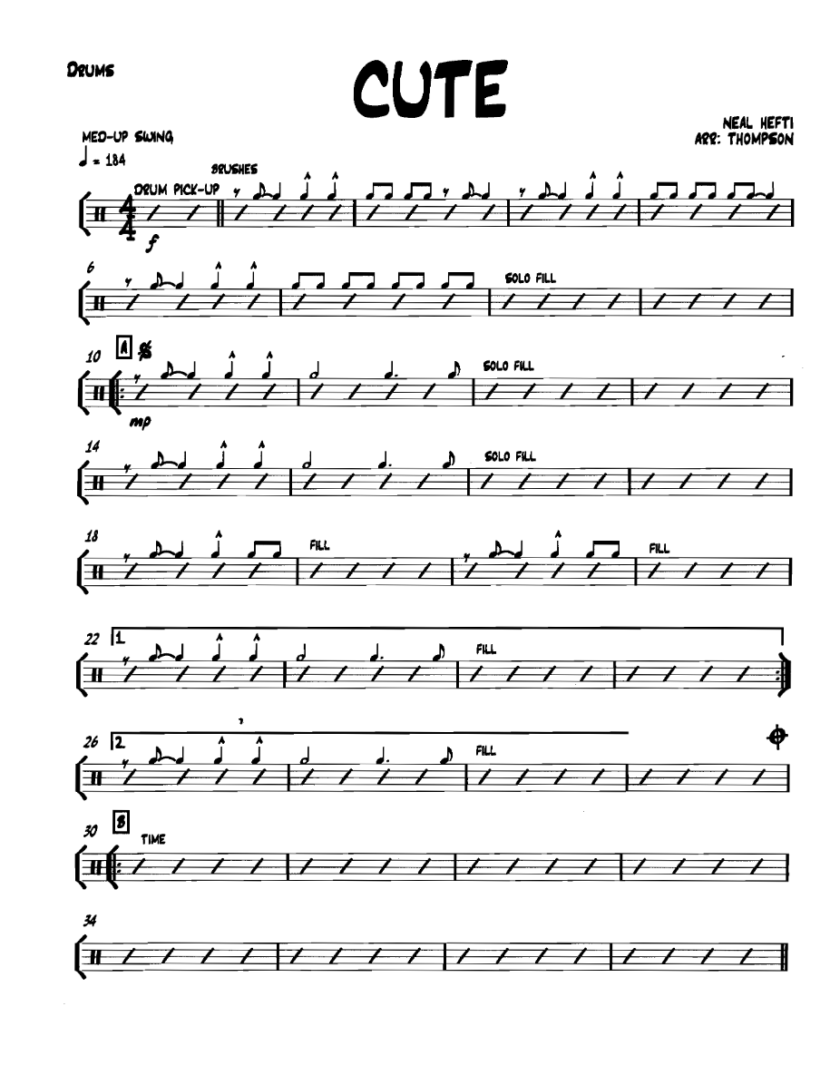 Cute Drums — sheet music cover (first page)