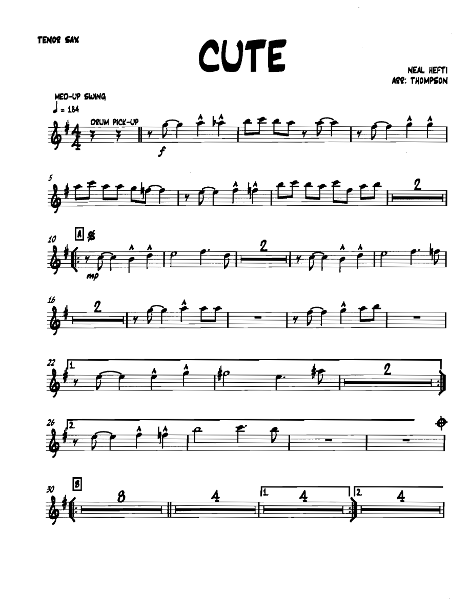 Cute Tenorsax — sheet music cover (first page)